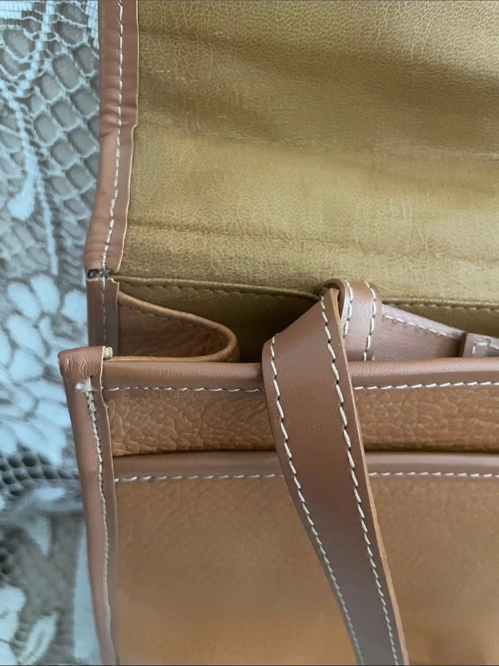 Vintage VANESSA Carmel  2 Piece Set Classic Briefcase Portfolio & Crossbody Tags